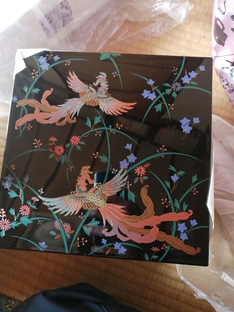 【未使用】山中漆器 正倉院風蒔絵 鳳凰 重箱 三段重 おせち