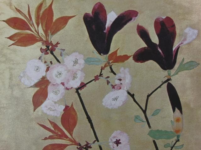 堅山南風、【八重桜】、希少な大判額装用画集より、新品高級額装付、豪華限定版
