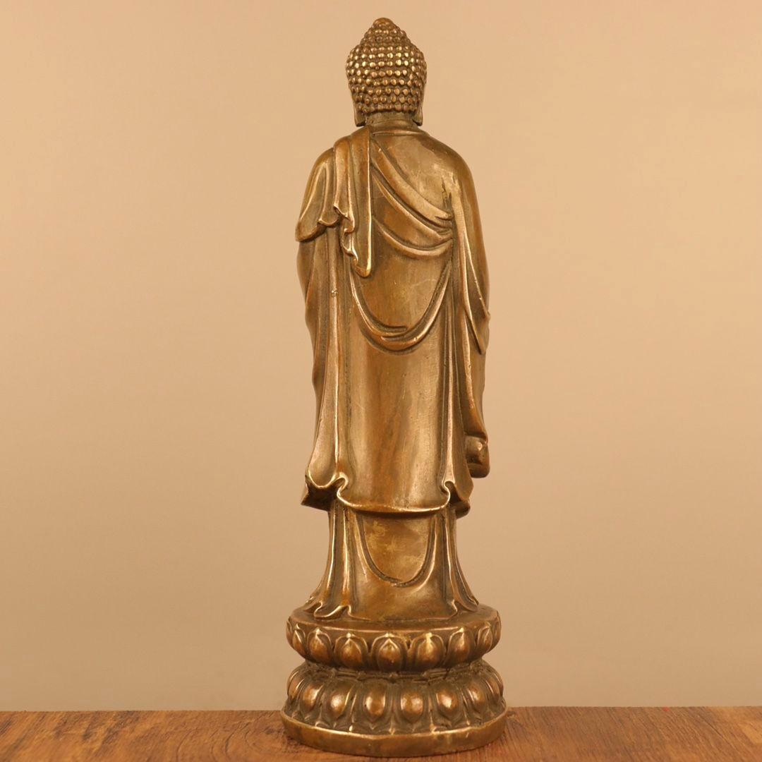 仏教美術 仏像駅蓮華釈迦如来仏様 銅製 銅器