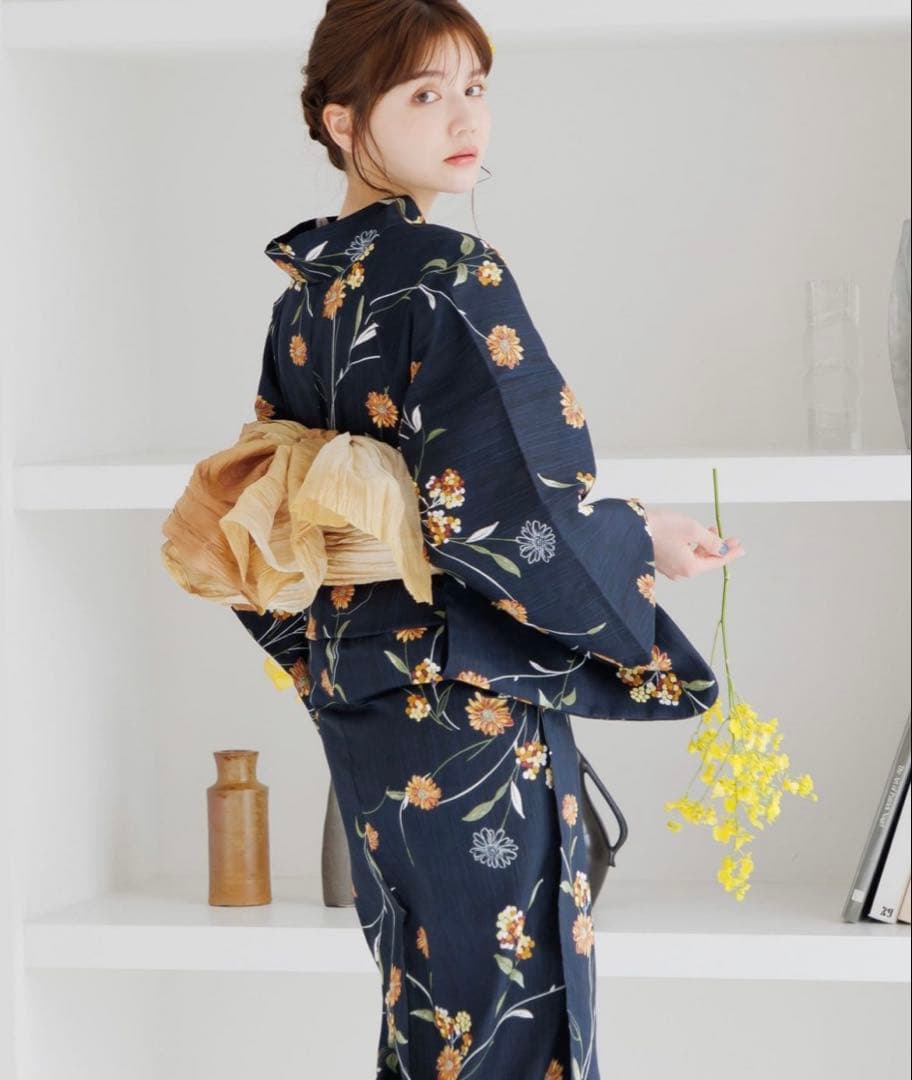 【未使用】Dita 浴衣5点セット 蒲公英色の花あそび(月夜)