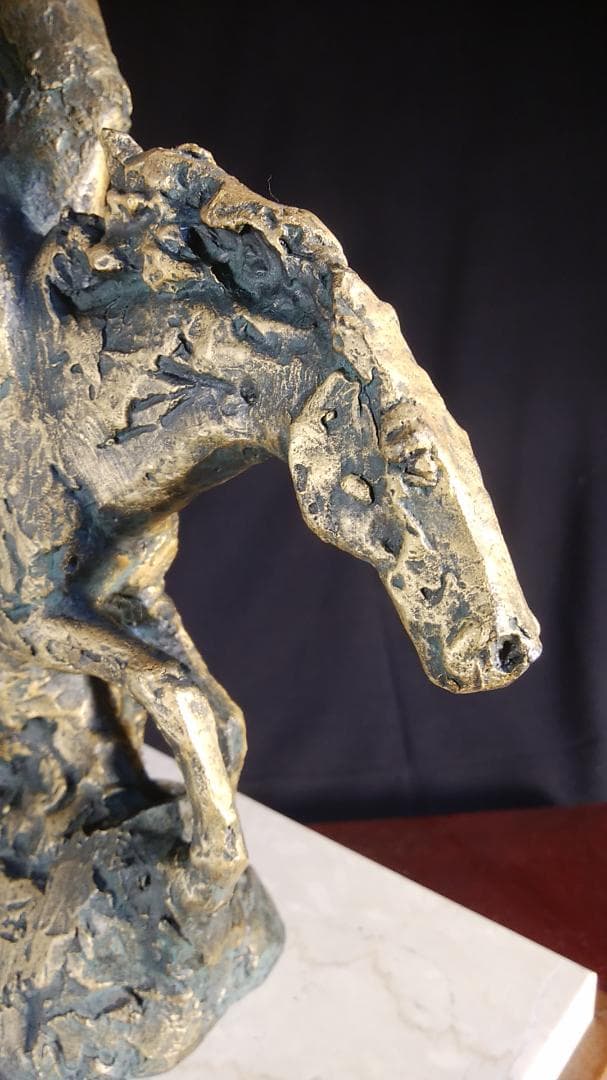 新春ブロンズ像西望「春風」ペガサス天馬 高3４c重６kg/彫刻銅像/干支/正月