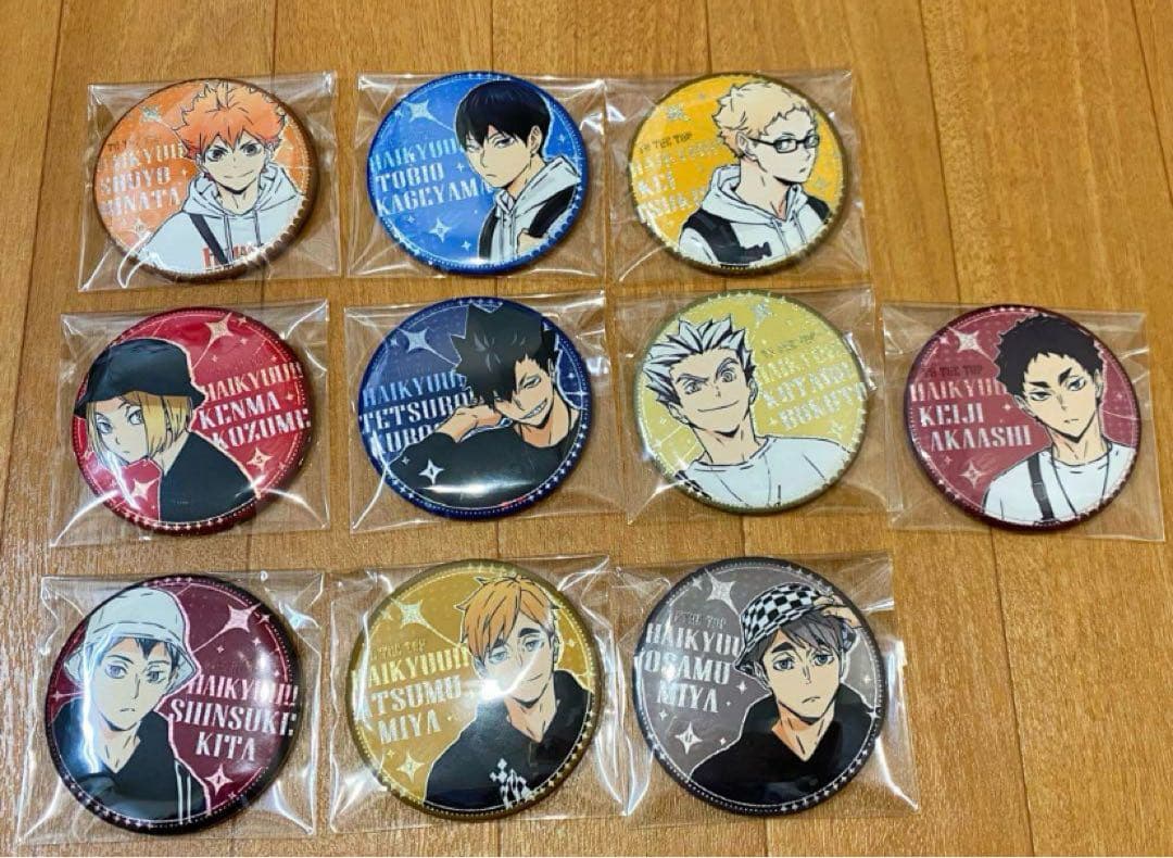 ハイキュー 缶バッジ 日向 影山 月島 黒尾 孤爪 木兎 赤葦 北 宮侑 治
