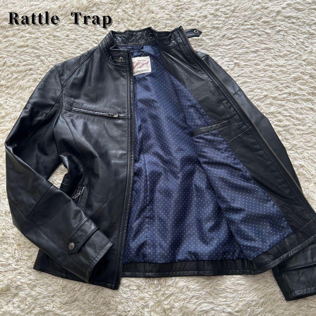 【美品】メンズビギ　ラトルトラップ　本革　シングルライダース　山羊革　黒　M