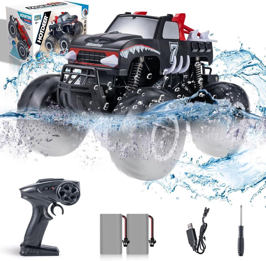 水陸両用 4wd 防水 オフロード-ラジコンカー　衝突防止　バッテリー2個付