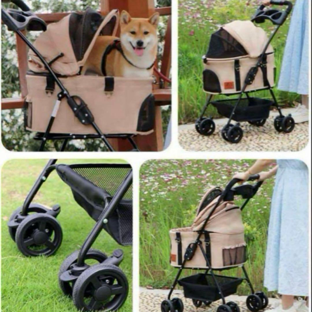 ペットカート✨分離式 折り畳み式 犬カート 猫 軽量 ペットカート ベージュ