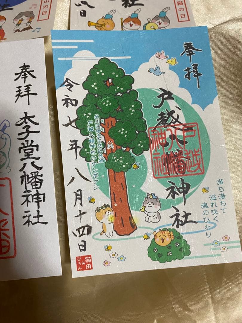 ネコチャンマン 太子堂、戸越八幡神社 八月御朱印セット