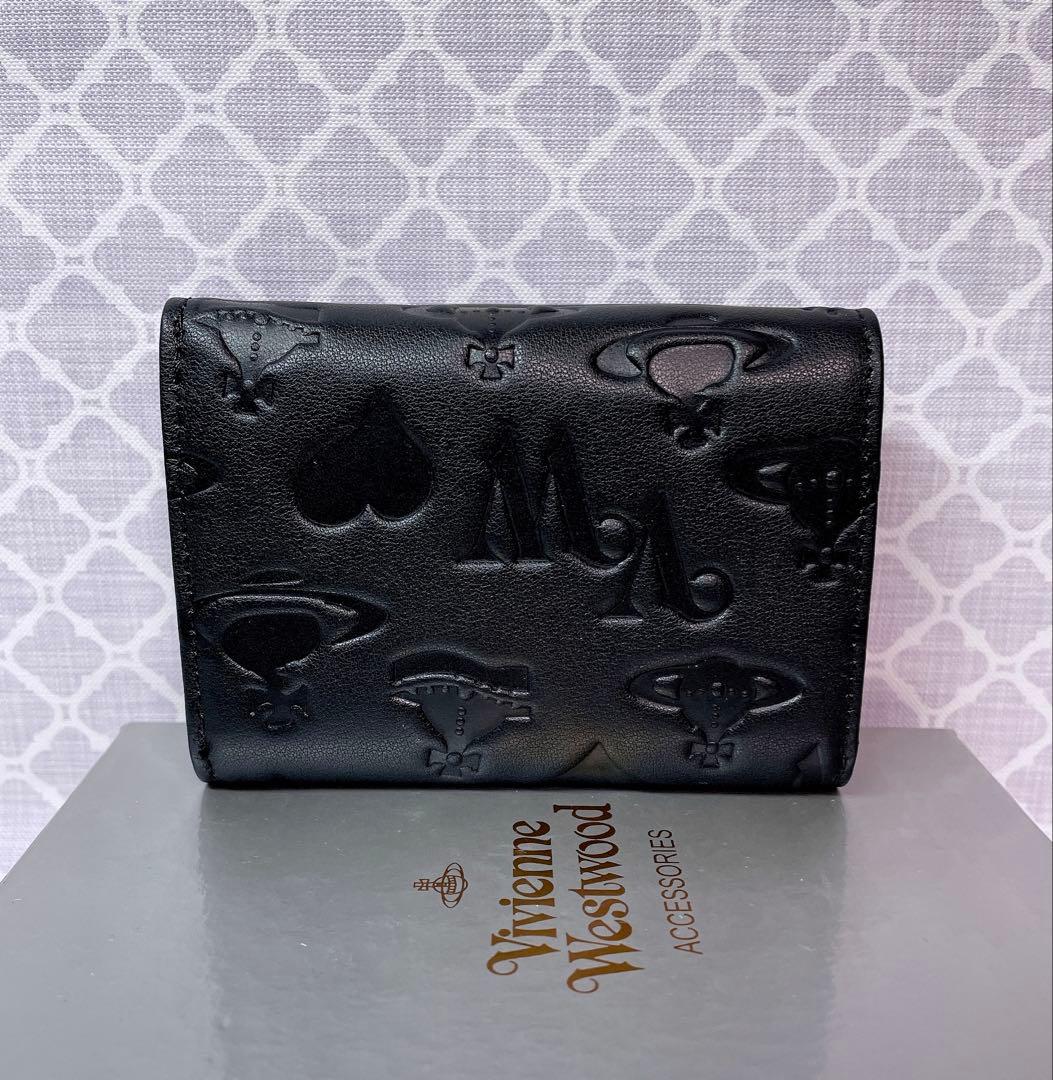 【内柄も素敵☆最新】Vivienne Westwood 三折り財布 マット 黒