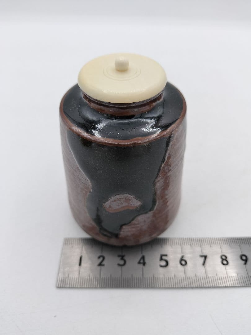 【のりこ 】c534 【新品・未使用】茶入 中興名物　瀬戸金華山 広沢写