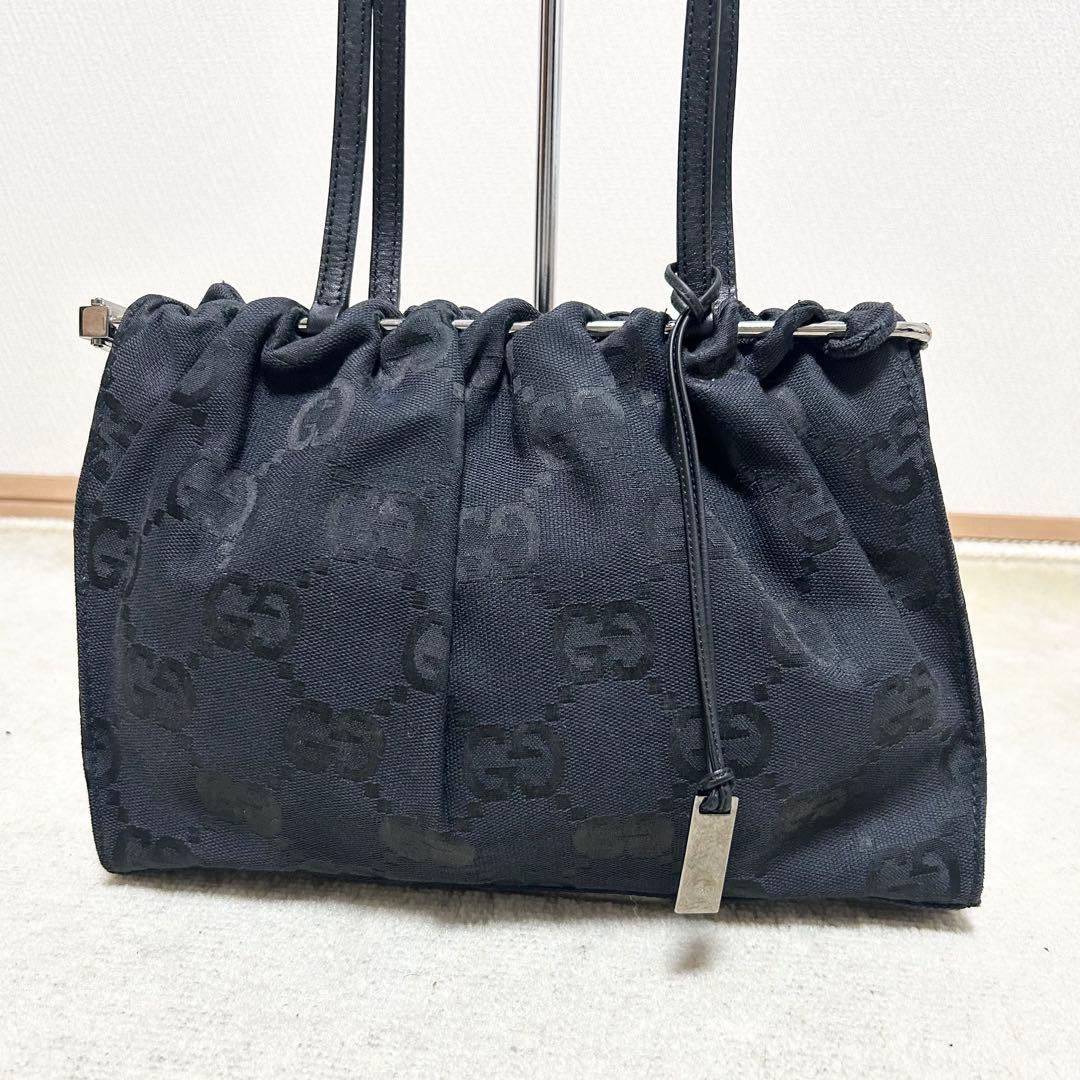 希少　グッチ　GUCCI ハンドバッグ　アクセサリーポーチ　ジャンボGG 黒