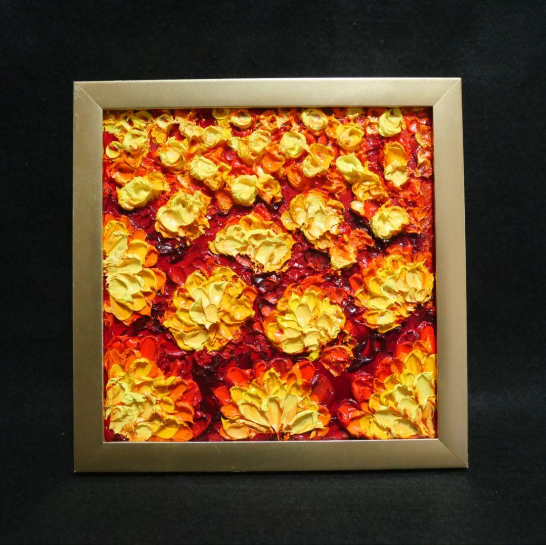 油絵 油彩 油彩画 絵画 絵 ミニ絵画 【マリーゴールド】