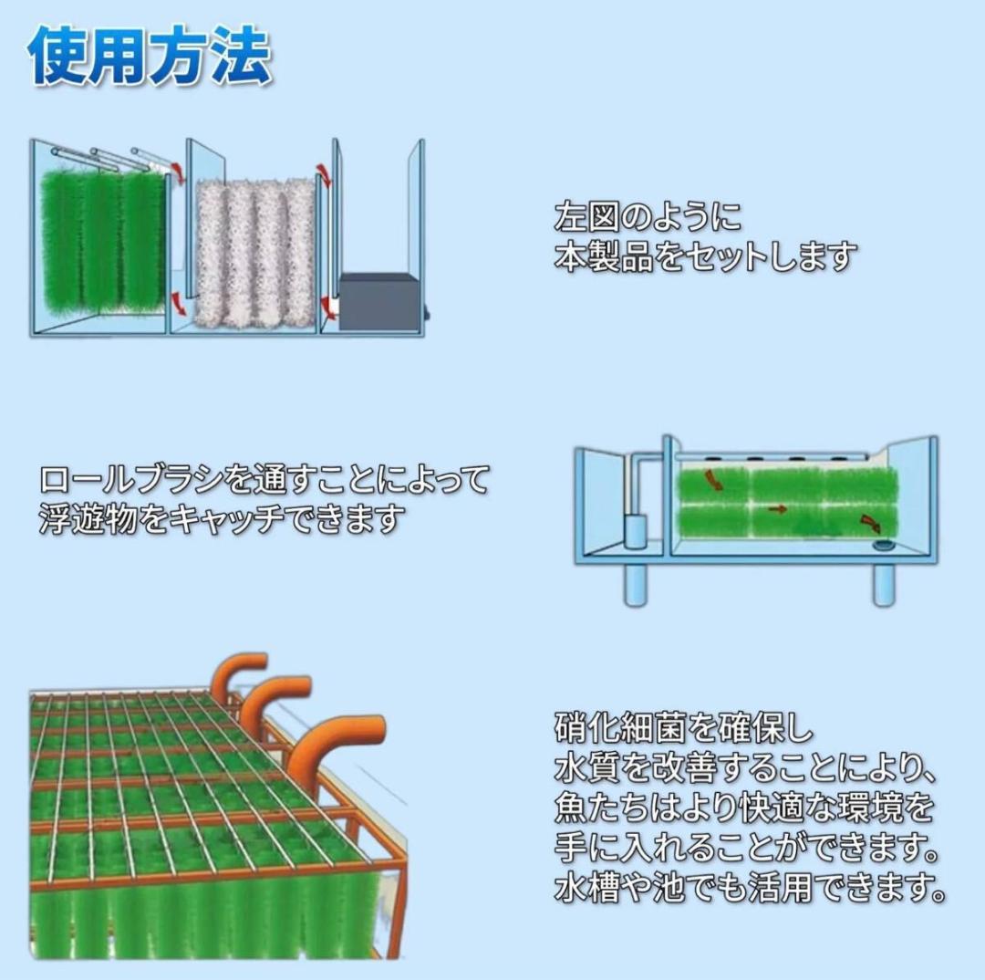 50本セット ロールフィルター ロールブラシ ろ材 緑 グリーン 緑 130cm