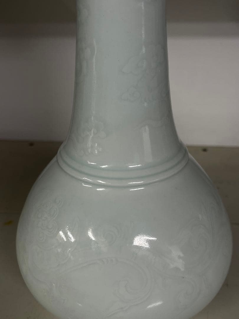 即決OK■中国明時代白磁龍紋花瓶