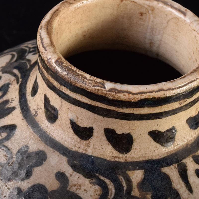 中国　磁州窯　鉄絵　花文壺　花瓶　C　6922