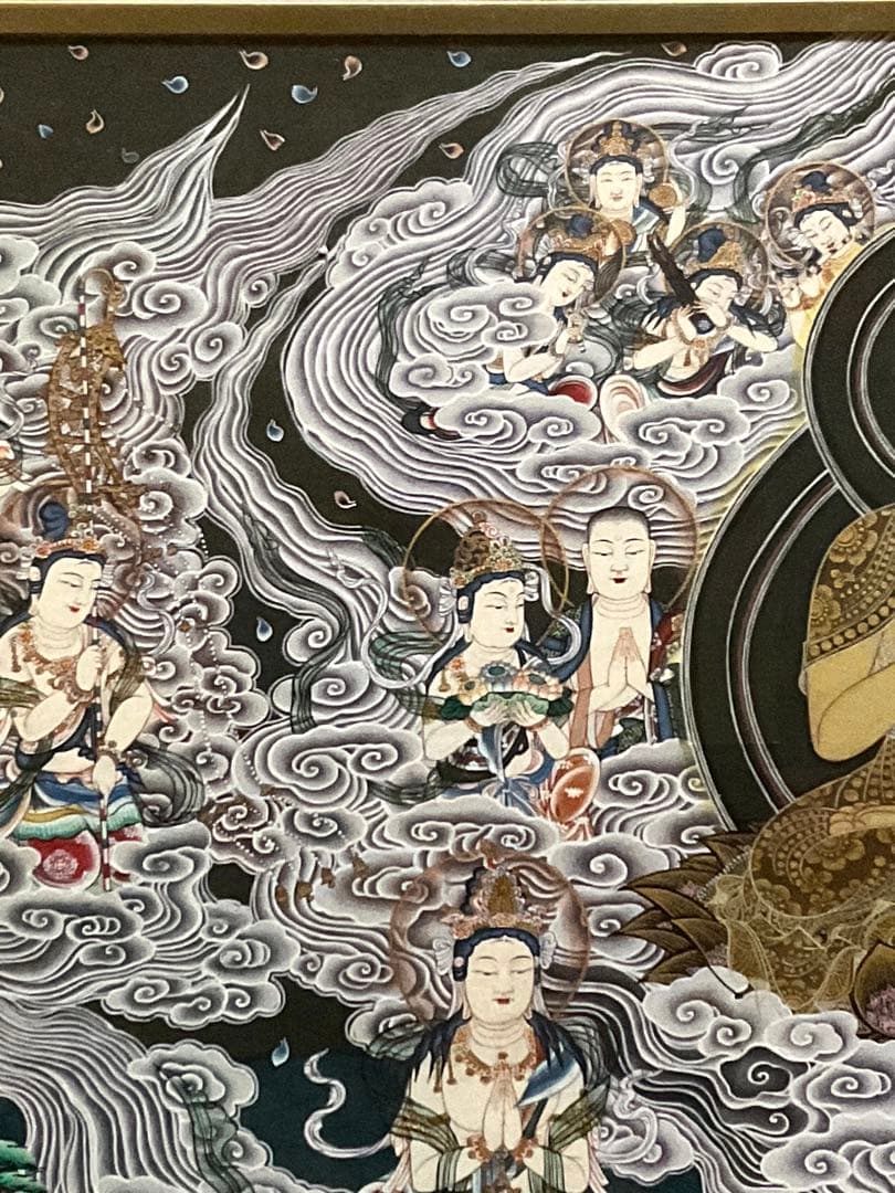 阿弥陀来迎図　手描き　仏画　肉筆　絵画