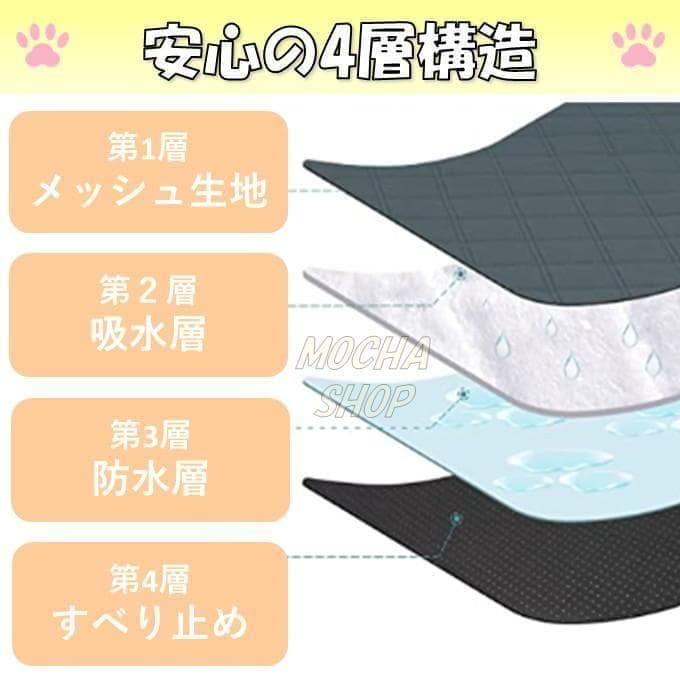 XXLグレー5枚 洗える ペットマット ペットシーツ トイレシート 防水 犬 猫
