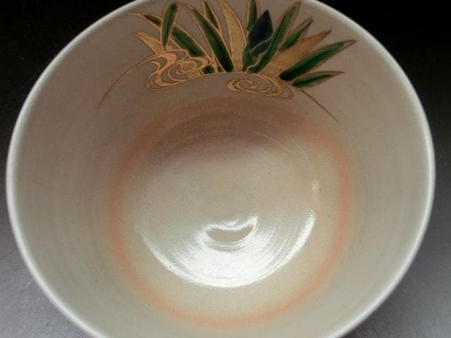 茶碗■京薩摩【平安 香菊造】 菖蒲 京焼 清水焼 共箱 お茶道具 時代物骨董品■
