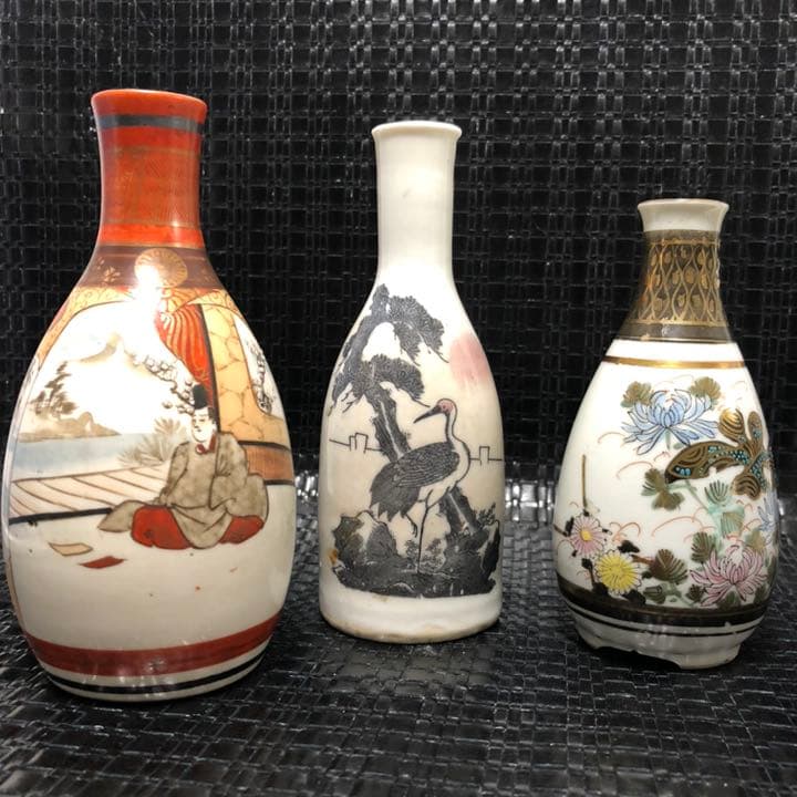 アンティークな古美術◼️美しい古九谷焼など、徳利3点、 花瓶