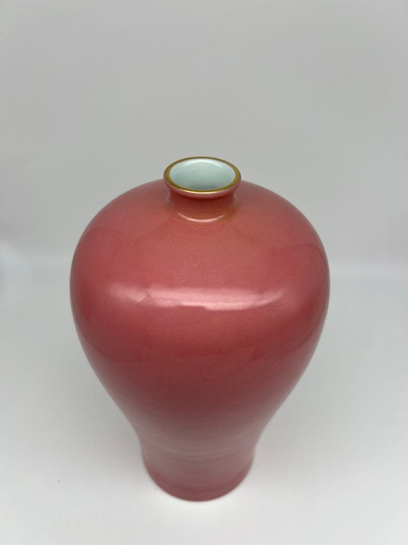 中国民国〜50年代の胭脂紅梅瓶唐物古美術品　江戸アンティーク骨董コレクション青磁