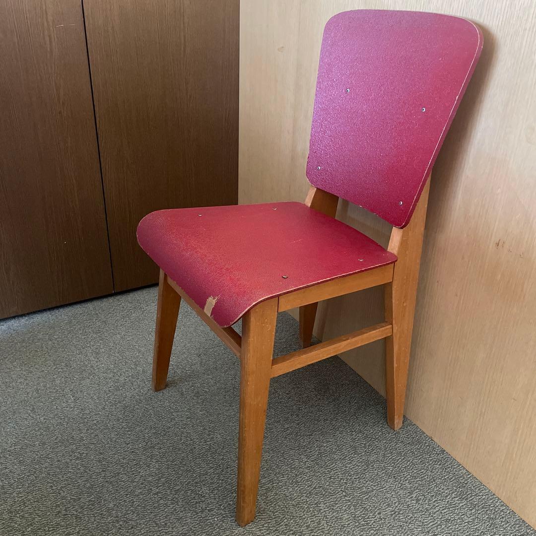 希少＊ジャン プルーヴェ 木製チェア 赤 1950年代