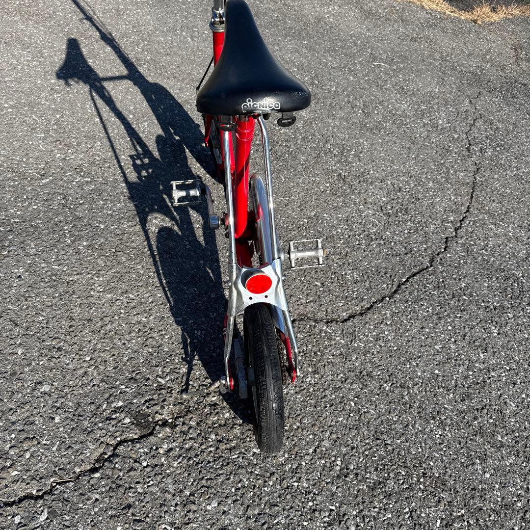 ブリヂストン、折りたたみ自転車 赤 スチールフレーム￼、ワンタッチピクニカ、