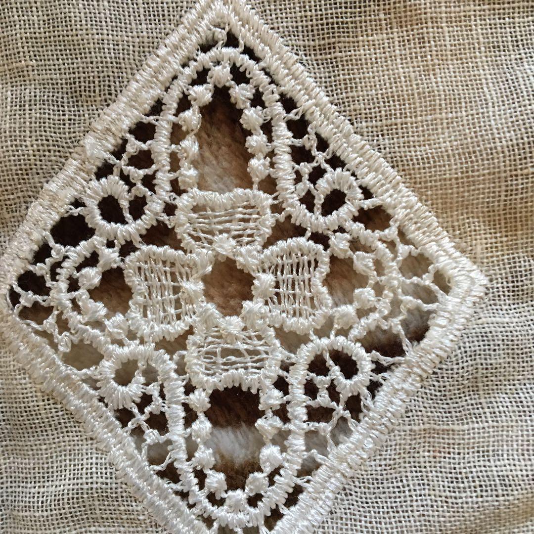 レース　テーブルセンター　ベルギーレース　アンティーク  刺繍クロス