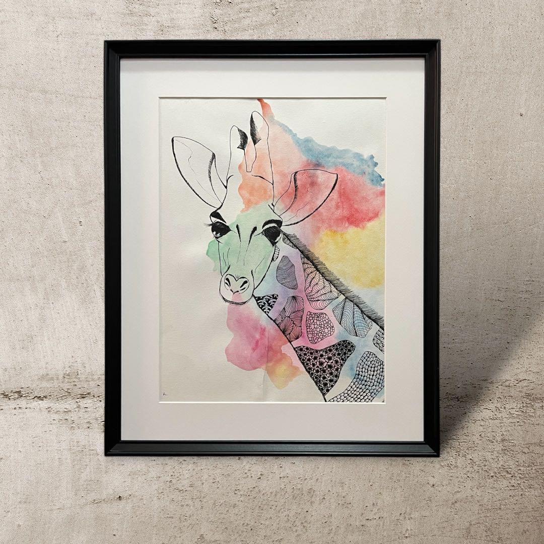 水彩壁絵 Watercolor *The Tender Calf Calf*