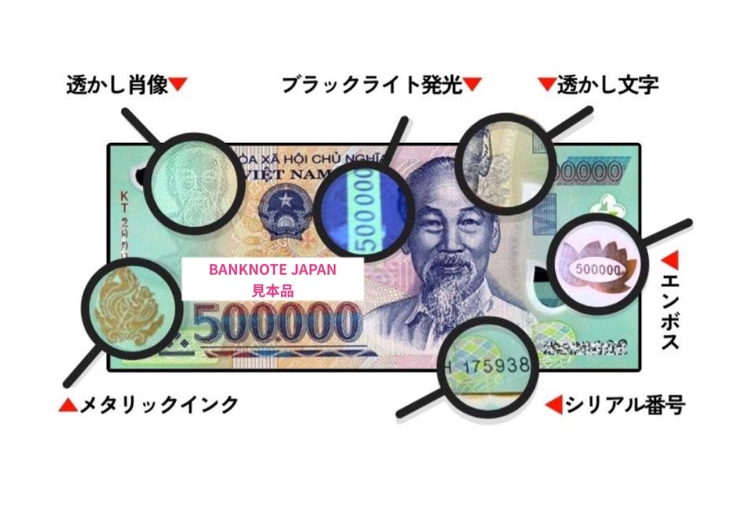 【RV償還紙幣】旧紙幣ベトナム50万ドン10枚