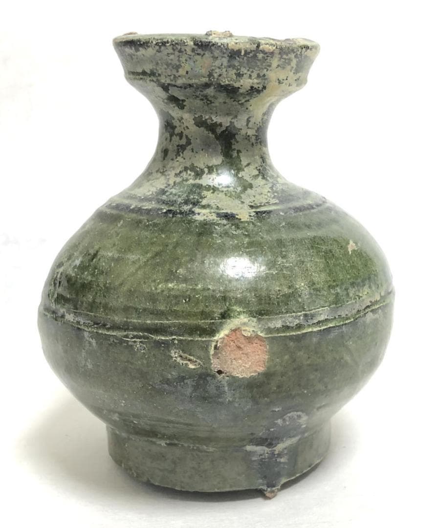 中国・後漢時代 1世紀 漢緑釉 緑釉壷 伝世品焼物 保証 ウブ品 WWTT205