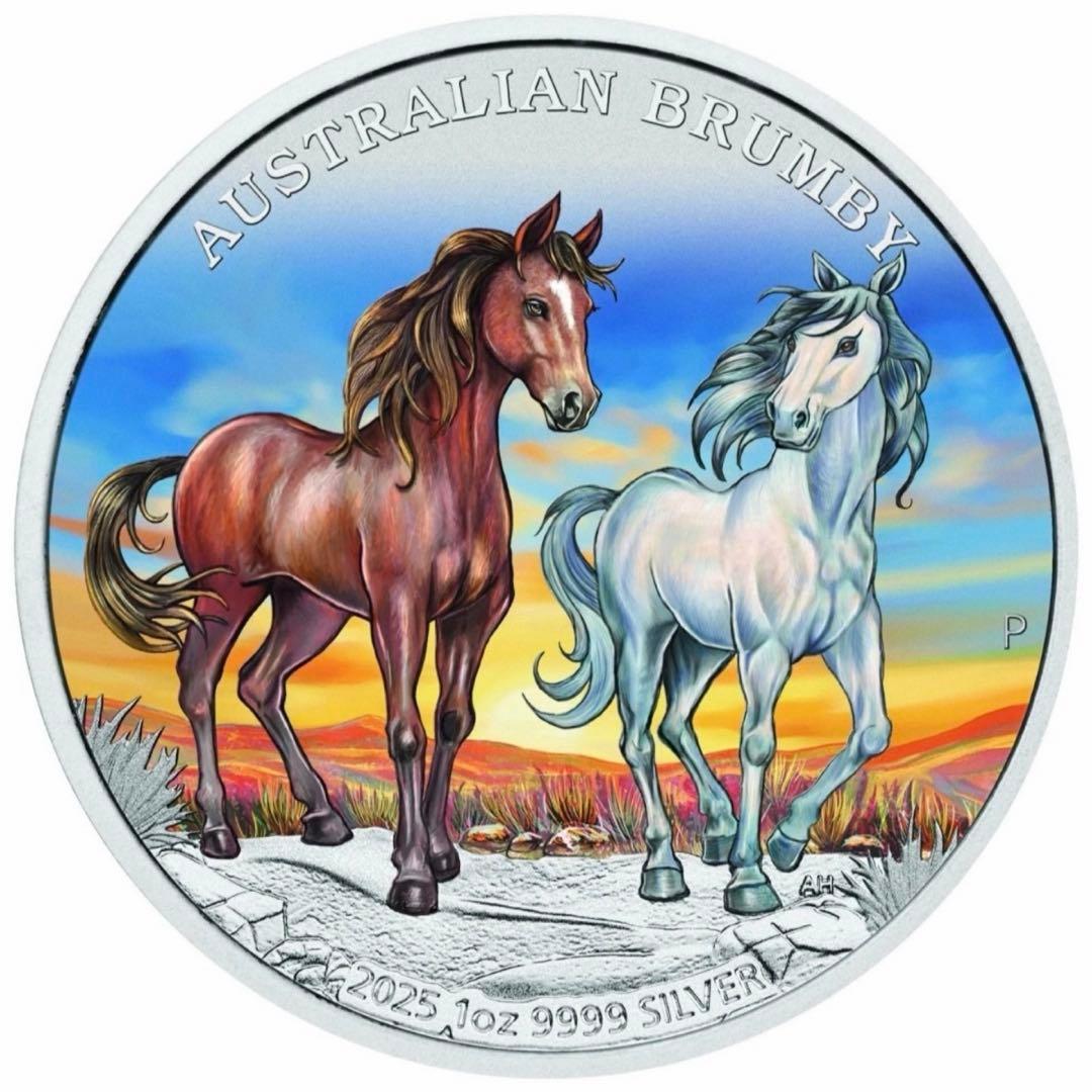 銀貨 ブランビー 野生馬 カラー プルーフ 純銀 保証書 1500枚限定