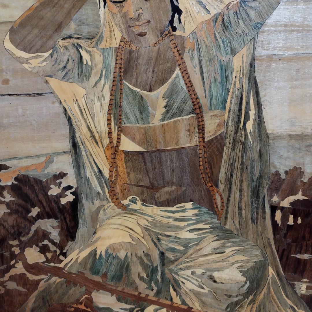 木象嵌　木製絵画　ビンテージ　54年