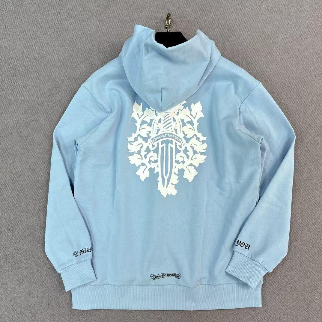 L ✴︎Chrome Hearts 水色 フード付きパーカー