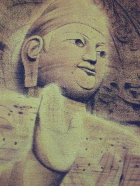 平山郁夫、【雲崗盧遮那仏】、希少画集画より、状態良好、新品高級額装付