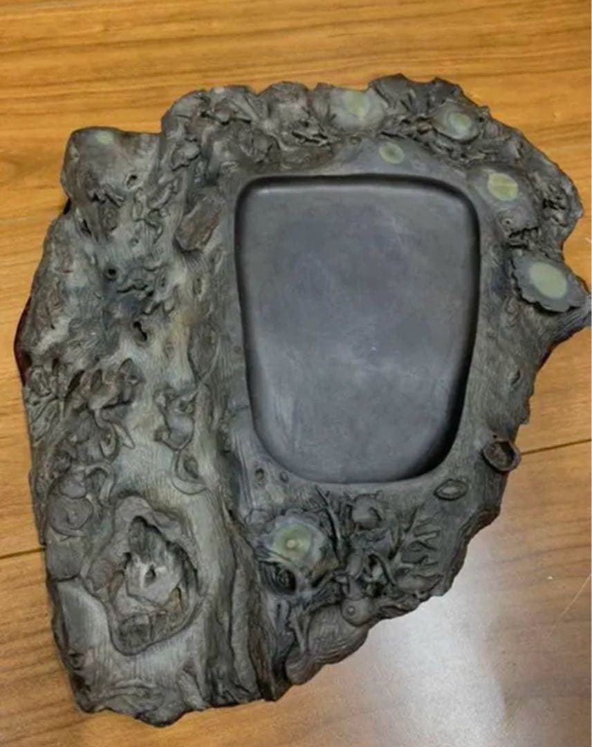 中国・書道具/名石 清時代文房四宝端渓硯/魚脳凍・天青色、赤紫色咽脂暈Y106