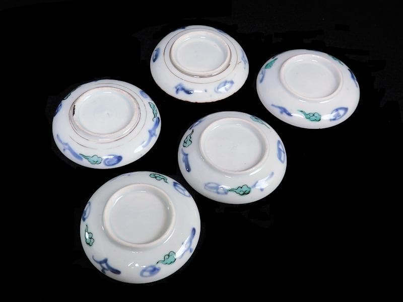 古伊万里　色絵　鳳凰に芭蕉葉の図　手塩皿　５枚　C193AS-VVu