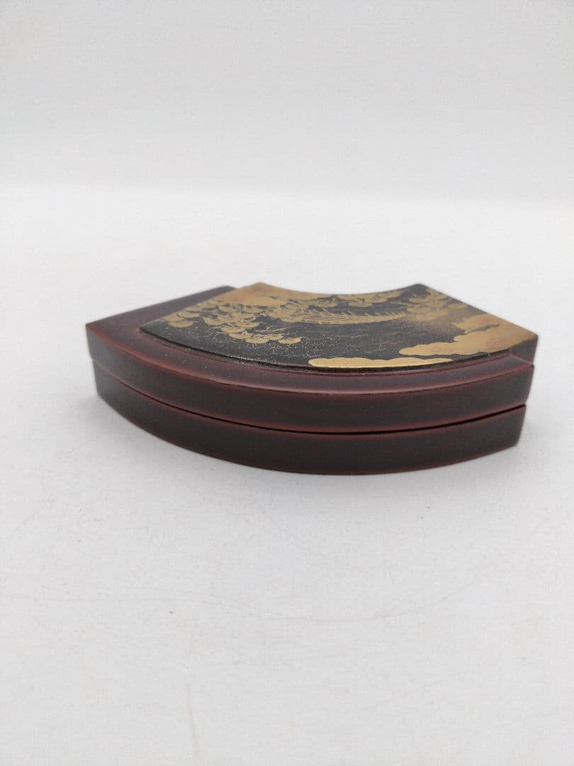 【セール】b813【新品・未使用】香合 重扇面 住吉蒔絵 中林一星 木箱 茶道具