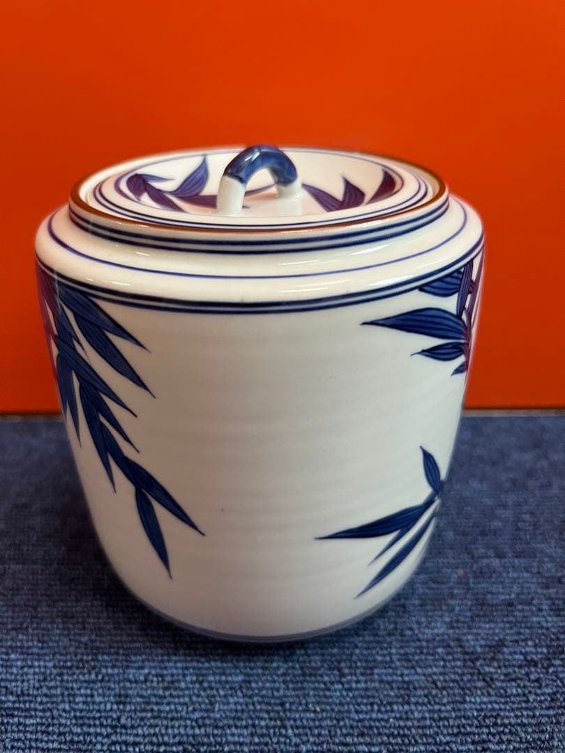 1319  茶道具　染付竹文水指　手塚景雲作　未使用