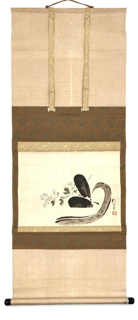 【 酒井抱一 文詮 】　菊冠図（歌人留守模様）　紙本軸装