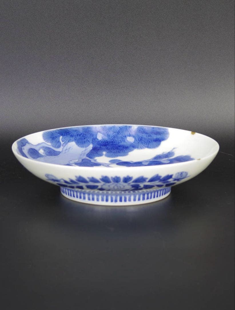 江戸時代 古伊万里 鍋島焼 老松紋 中皿 染付 大名贈答品 骨董 古美術