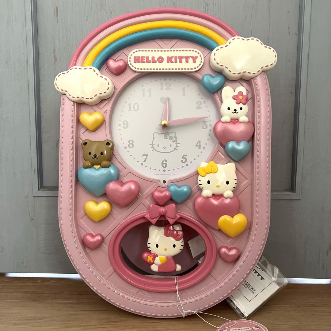当時物　平成レトロ　SANRIO サンリオ　ハローキティ　掛時計　振り子時計