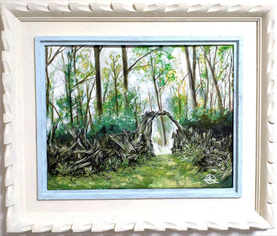 油絵【風景画】1点物の絵画作品/作者サイン入り◆額縁付属