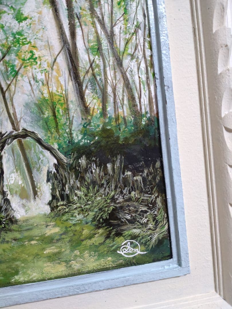 油絵【風景画】1点物の絵画作品/作者サイン入り◆額縁付属