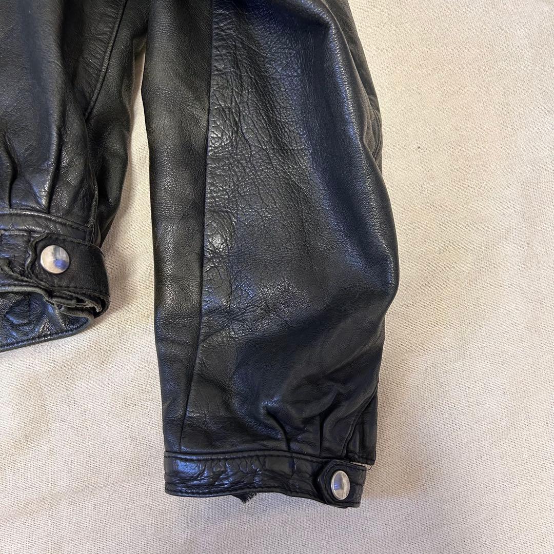 西ドイツ製 短丈 レザージャケット スウィングトップ フェードブラック 黒