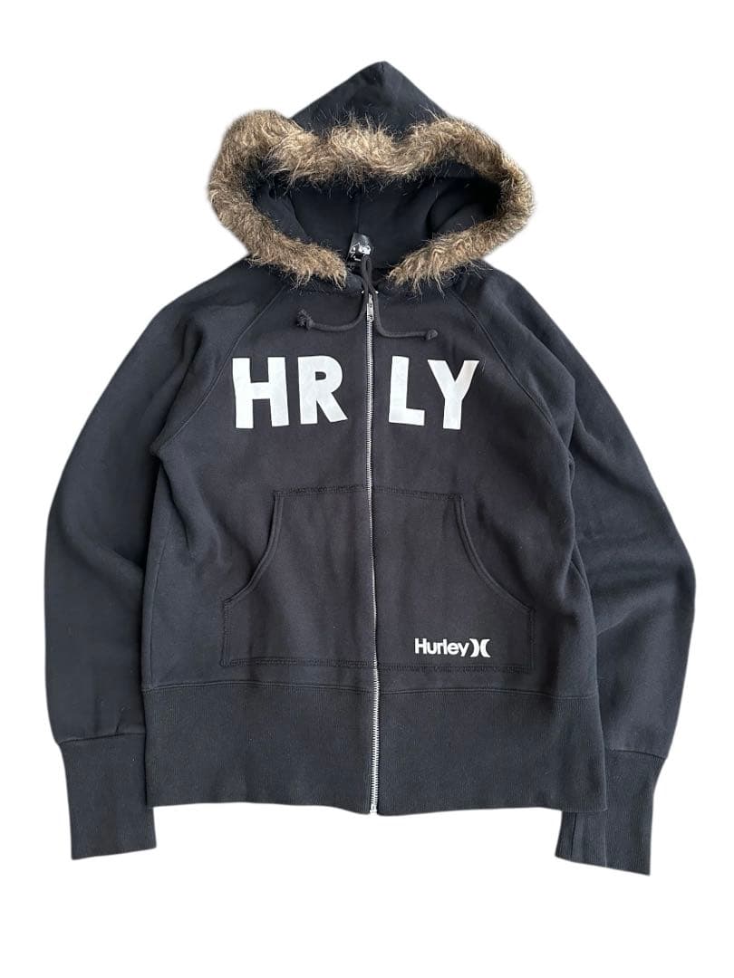 トップス fur hooded long rib hoodie