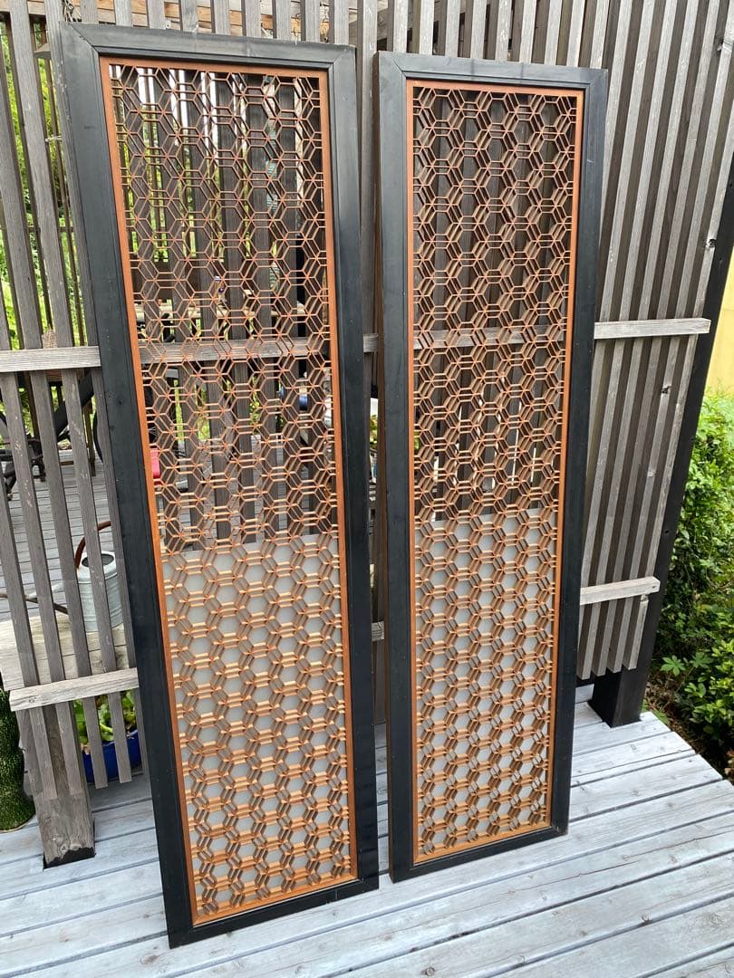 欄間　2枚セット　すりガラス付き　アンティーク　古民家