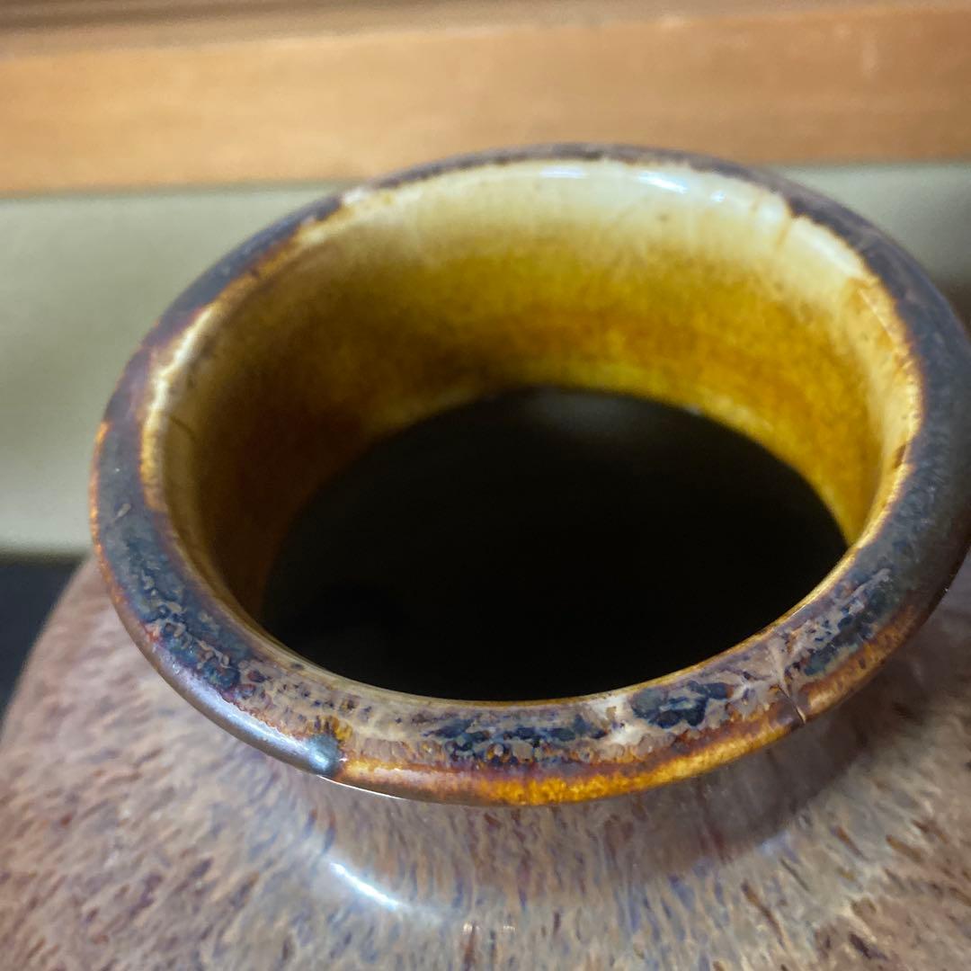 中国　古玩　孔雀釉赤壺花瓶27cm16cm