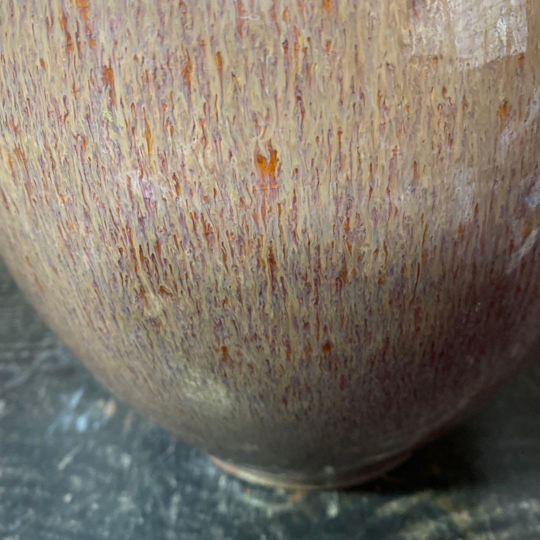 中国　古玩　孔雀釉赤壺花瓶27cm16cm
