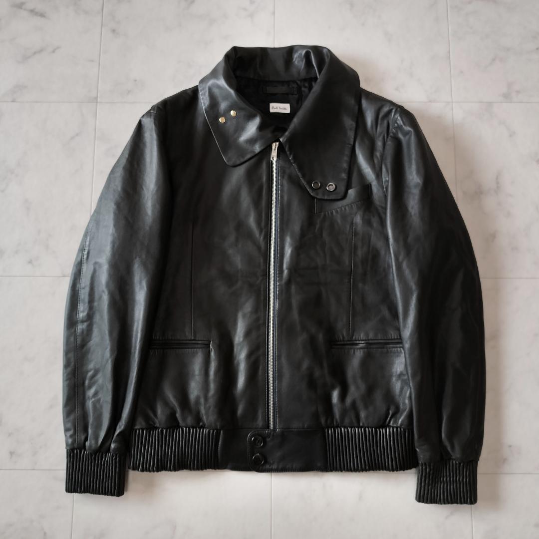 ポールスミス 10AW コレクションモデル 変形襟レザージャケット M ブラック