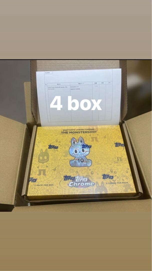 新品未開封】Topps Chrome Labubu 10周年記念　4BOX