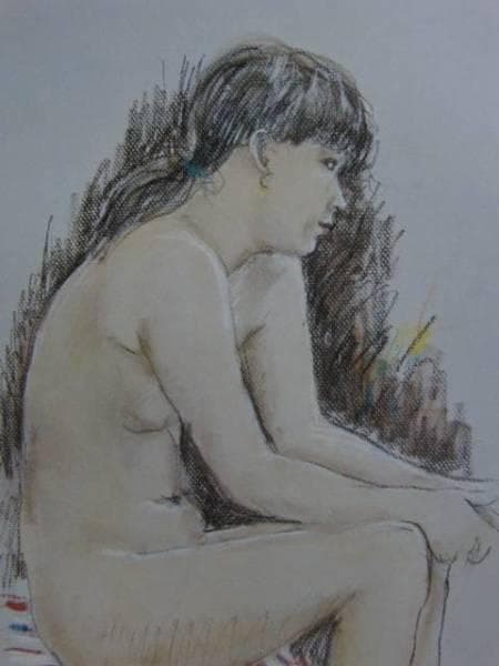 山本貞、【裸婦習作】、希少画集画、新品高級額・額装付