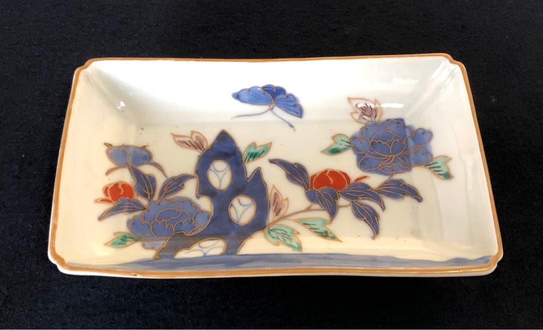 《R》伊万里 金彩色絵 長皿4客 角皿 懐石　251007あ7